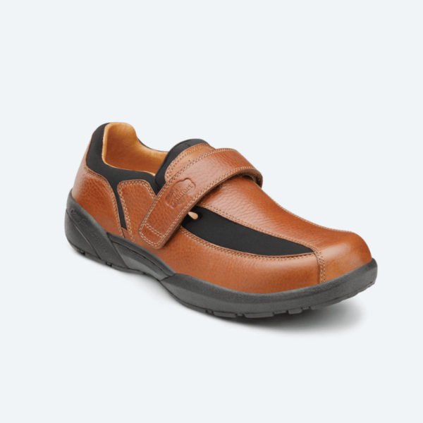 Dr Comfort Douglas Mens Slip On Casual Shoe - Chestnut Colour - Angle View