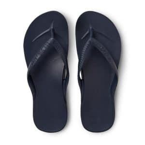 pair of archies navy arch support thongs upright view